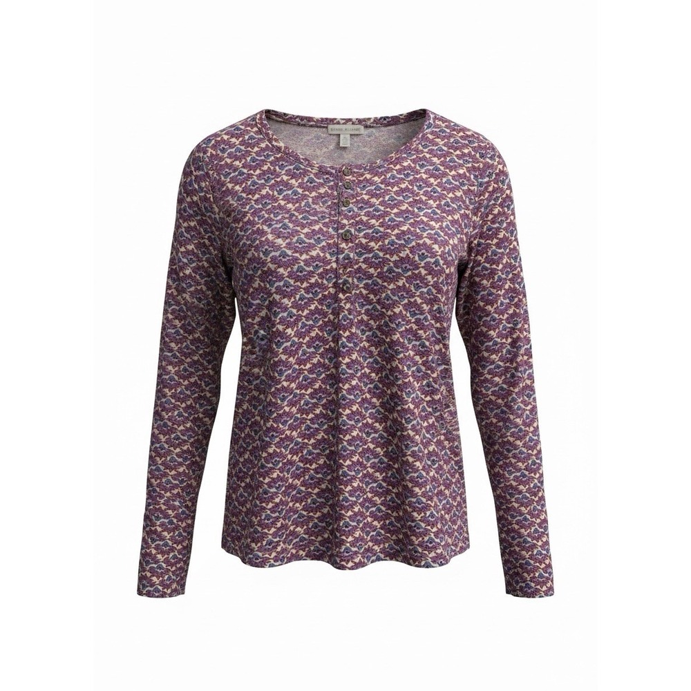 Vera Bradley Size XL Floral Print Button Henley Top Long Sleeve Casual NWOT
